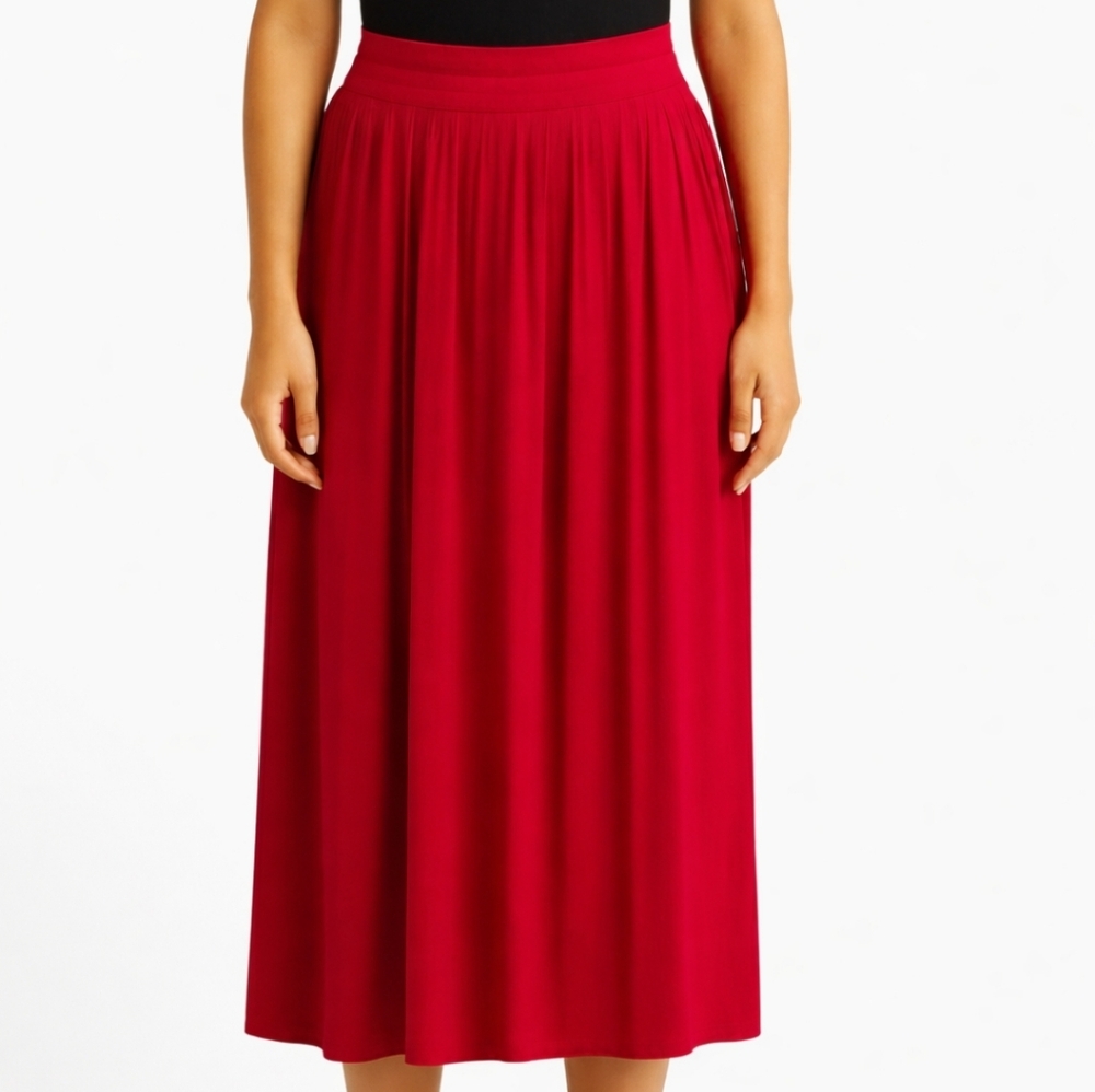 TresBow Red Knee Length Cotton Skirt Size Lg
